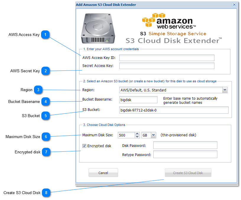 Add S3 Cloud Disk